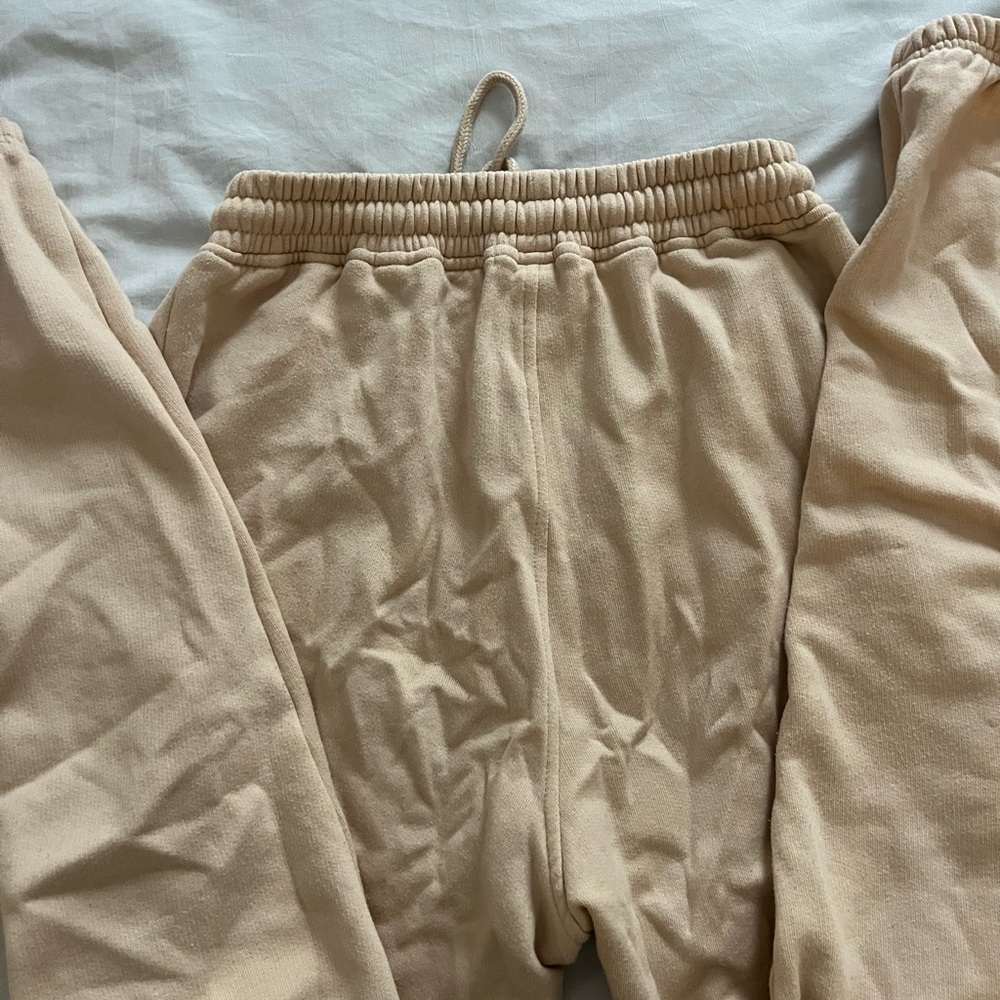 MISSGUIDED Sweatpants Joggers Size 4 Tan Drawstring